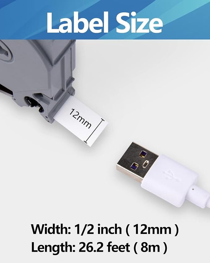 Weemay TZe TZ Tape 3 Pack 12mm Label Tape Compatible for Brother Ptouch Label Tape 12mm 0.47 Laminated White for PTD210 PTD220 PTH110BP PTD410 PTD600 Printer, 0.47" x 26.2'