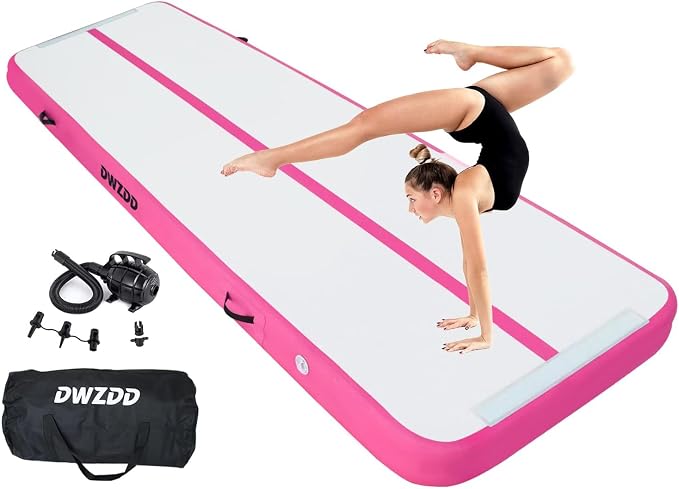Dwzdd Gymnastics Air Mat 10ft/13ft/16ft/20ft Tumbling Mat Inflatable Gymnastics Tumble Track for Home/Gym/Training/Cheerleading/Water with Electric Pump