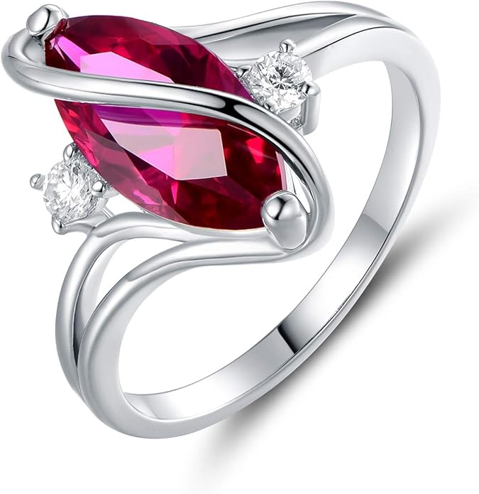 Barzel Rose Gold & White Gold Plated Created Ruby, White Fire Opal & Cubic Zirconia Accents Ring