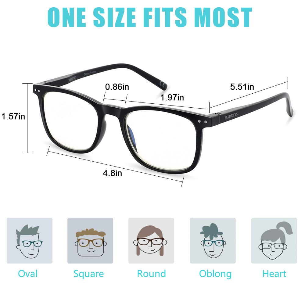 AOSM Blue Light Blocking Glasses, Blue Blocker Computer Glasses for Men Women, Anti Glare 400 UV & Eye Strain Fake Square Glasses