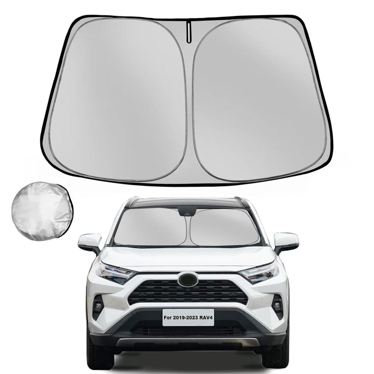 Fonowka Windshield Sun Shade for Toyota RAV4 2019-2025 RAV-4 SUV Foldable Sun Sunshade for Car Front Window Blocks UV Rays and Heat Automotive Interior Protector Custom Fit Accessories