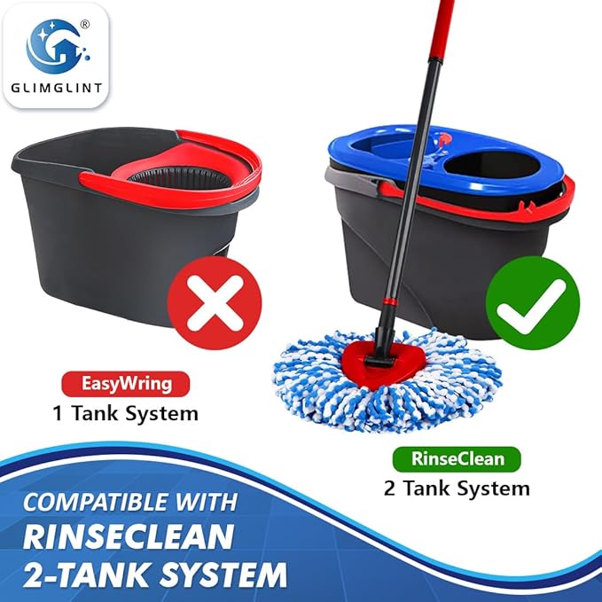 Mop Replace Heads Compatible for O Cedar 6 Pack, Spin Mops Refill Head Replacement for RinseClean 2-Tank System, Machine Washable, Suitable for Hard-surfaced Floors Cleaning