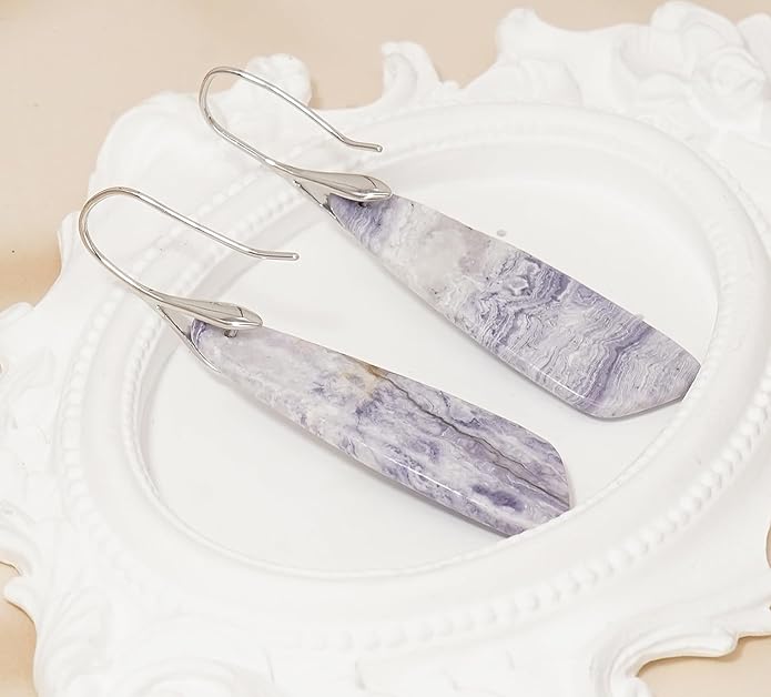 Natural Stone Earrings for Women Boho Triangles Dangle Drop Earrings