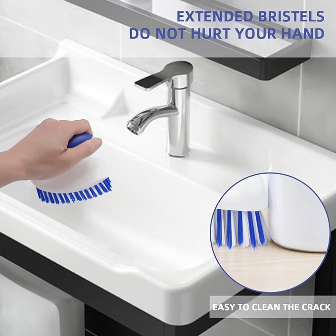 Heavy Duty Scrub Brush Pack of 2, Cleaning Brush with Comfortable Grip for Bathroom, Shower, Carpet, Sink Cleaning