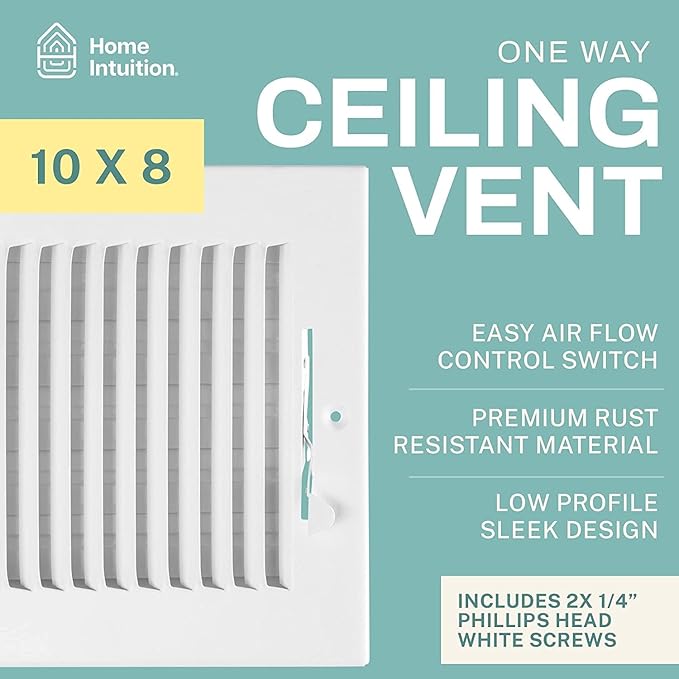 Home Intuition 2-Way Stamped Face Air Register, White, 10" x 8"