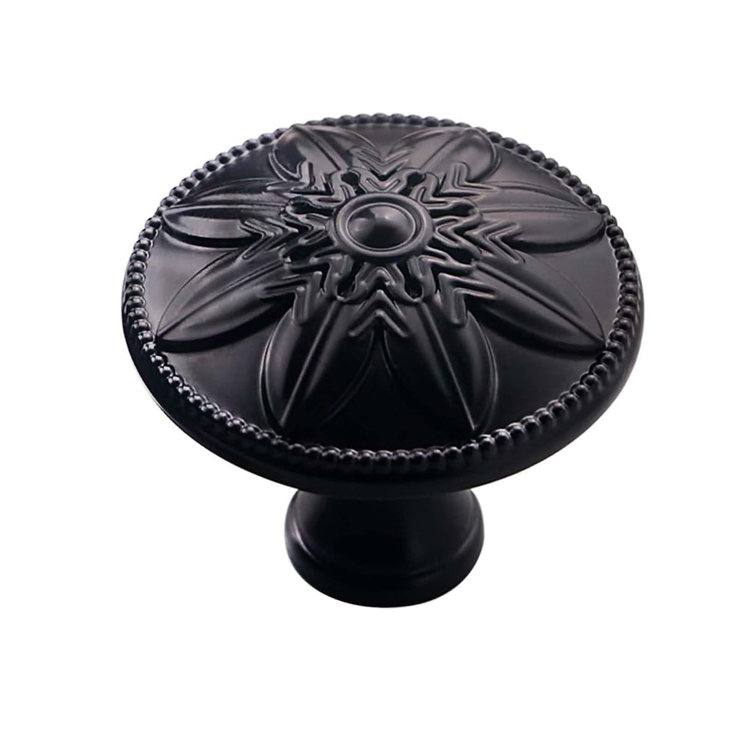 4 Pack - Black Cabinet Knobs Round, 1-2/5” Knobs for Cabinets and Drawers Black Matte Drawer Pulls Bathroom Cabinet Handles