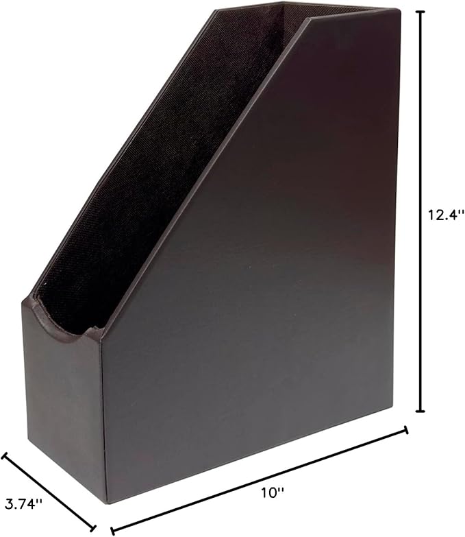 UnionBasic Magazine File Holder - Office Leatherette Desktop Document File Folder Journals Organizer Racks, Coffee