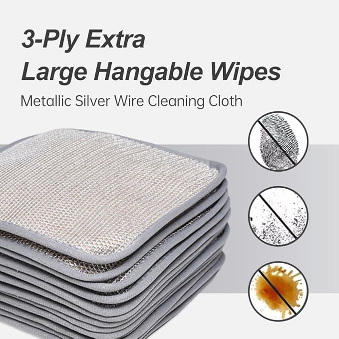 2025 New Multipurpose Wire Dishwashing Rags for Wet and Dry, Metal Scrubbing Pads Sponge Cloths Towels Clean, Non-Scratch Wire Dishcloth for Home Kitchen Dishes, Sinks (10 Pcs)