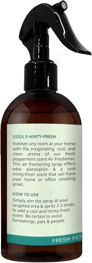Kate Naturals Peppermint Air Freshener Spray for Room & Car with Natural Mint. Odor Eliminator Peppermint Spray for Bathroom & Linen (8 fl oz, Pet Safe, Non Toxic)
