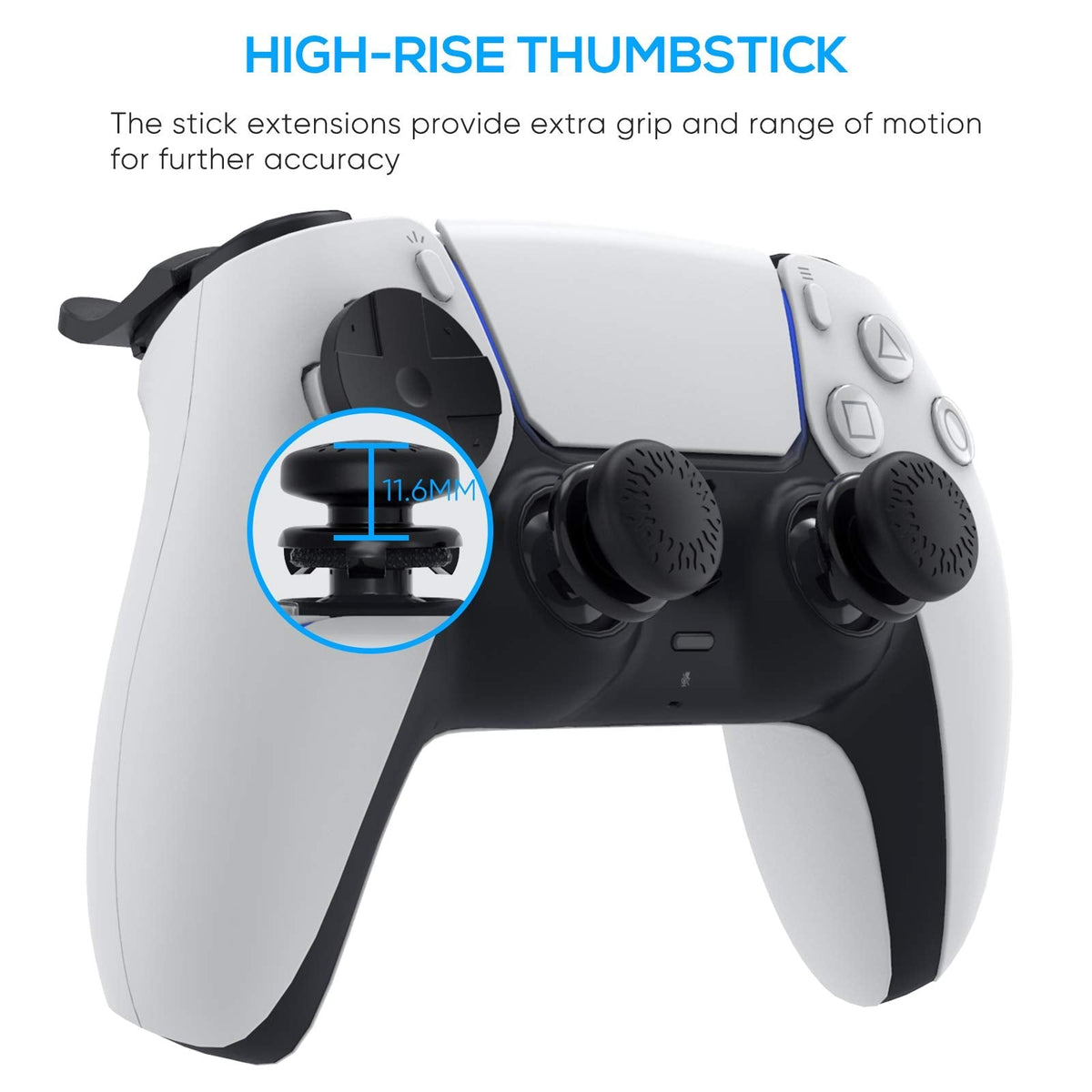 Accessories Kit Bundle for PS5 Compatible with Controller, MENEEA Thumb Grips Sticks Joystick + L2 R2 Trigger Extender+D-pad Button for Playstation 5 Controller, Anti-Slip Replacement Parts