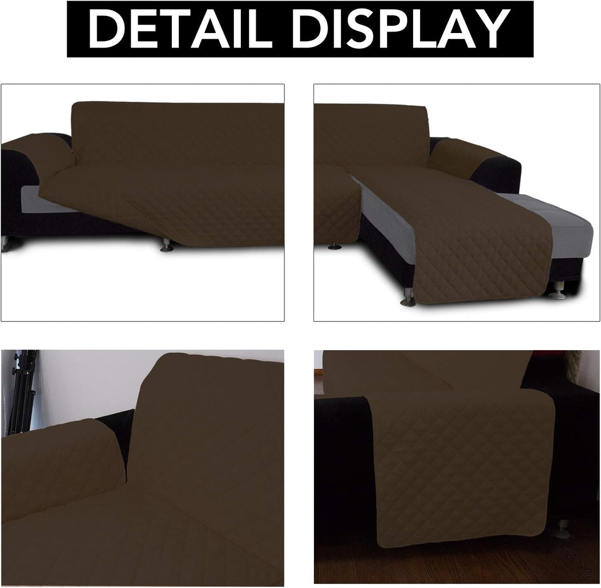 Easy-Going L Shape Sofa Slipcover - Sectional Couch Cover Chaise Cover - Reversible, Pet & Kid Friendly - Coffee/Coffee