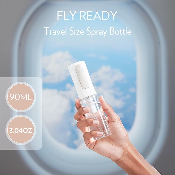 FLAIROSOL MyStyle, Spray Bottle for Hair - Small Travel Spray Bottle, Ultra Fine Continuous Water Mist for Face, Hairstyling, Salon, Cleaning, Beauty, Toners, Hydration & Makeup, 3.04oz / 90ml, White