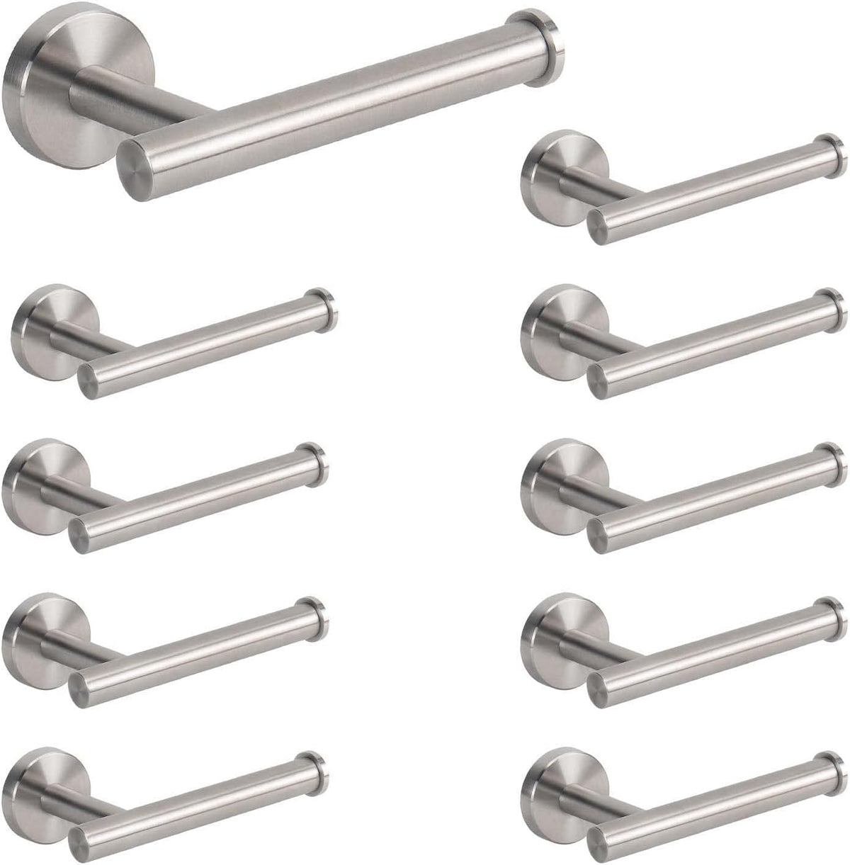 NearMoon Bathroom Toilet Paper Holder, Premium SUS304 Stainless Steel Rustproof Wall Mounted Toilet Roll Holder for Bathroom, Kitchen (10 Pack, Brushed Nickel)