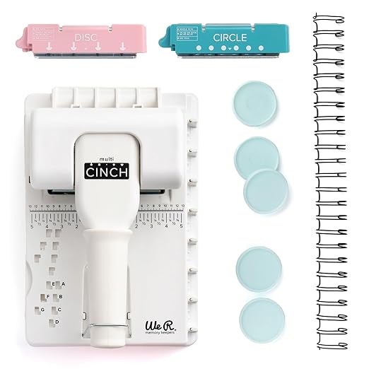 We R Memory Keepers Multi Cinch Kit (2 in 1 Circle & Disc) Book Binding Art Crafts Sewing Scrapbooking Journaling Printmaking Paper Craft Office Home Card Stock DIY Card Making Sticker Machine