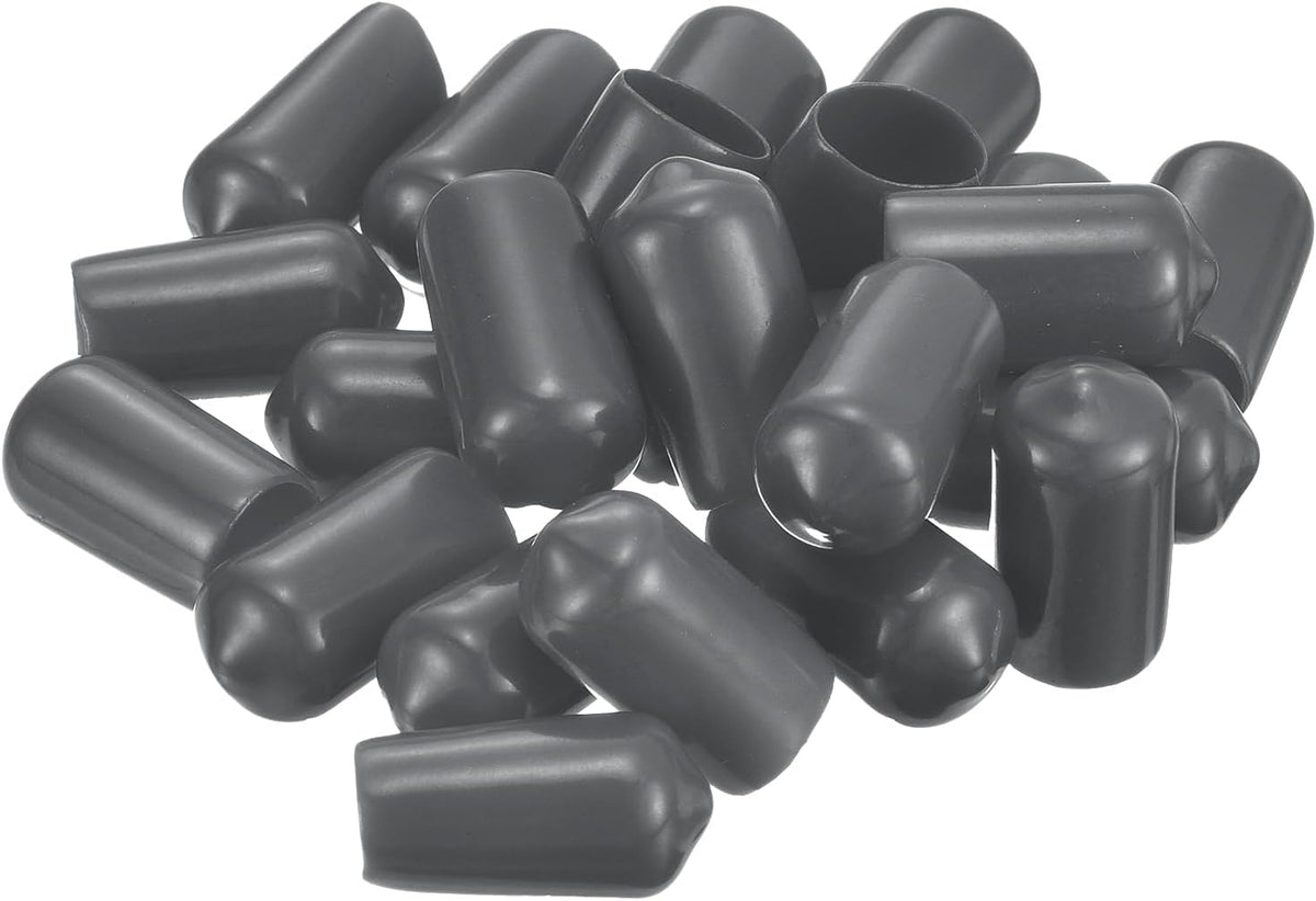uxcell 20pcs Rubber End Caps 7.5mm ID Vinyl Round Tube Bolt Cap Cover Thread Protectors Dark Grey