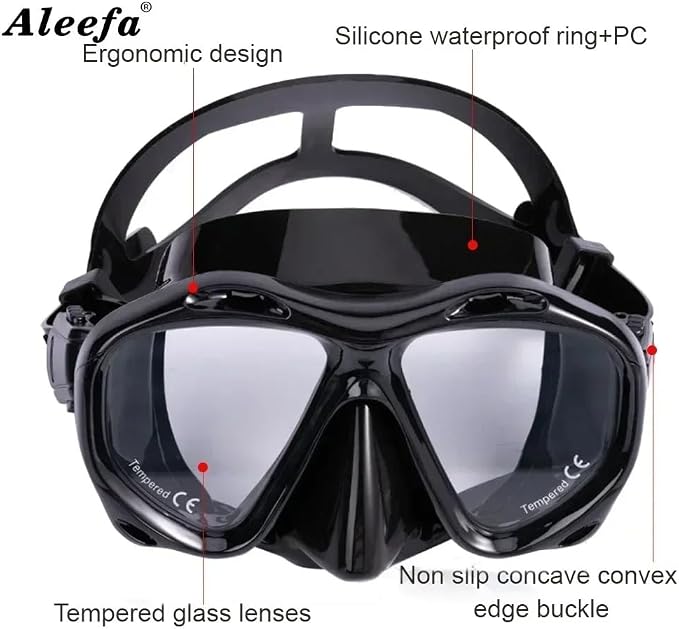 Hyperopia Diving Mask, +2.0 to +5.0 Farsighted Presbyopia Snorkel Mask, Tempered Glass Lens, Anti-Fog Leakproof Silicone Seal for Men Women Underwater Vision