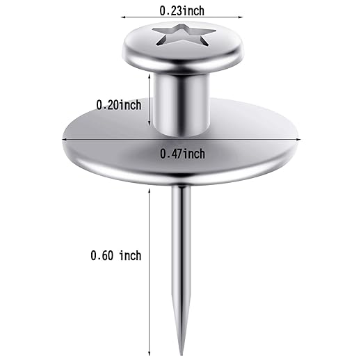 Push Pins Picture Hangers Double Headed Thumb Tacks Wall Hooks for Wall Hangings Picture Hangers Nails Small Photo Hanging Hook Pins for Home Office Photo Decor(Silver,80 Pieces)