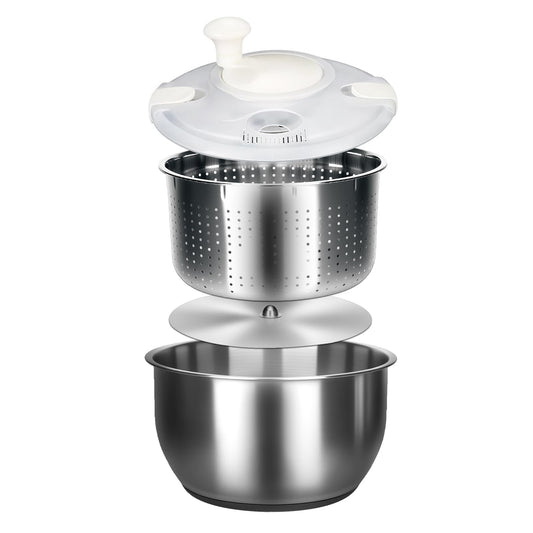 Zypilatsry 6L-Stainless Steel Salad Rotator, Vegetable Dishwasher,Lettuce Cleaner and Dryer, Kitchen Strainers.