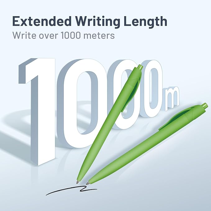 BallPoint Pens, 100 Pack (BLACK Ink),Bulk Pens, Light Green Barrel,Click Pens for Office Home and School, Retractable Ballpoint Pens, Medium Point, 1.00MM (Light Green)