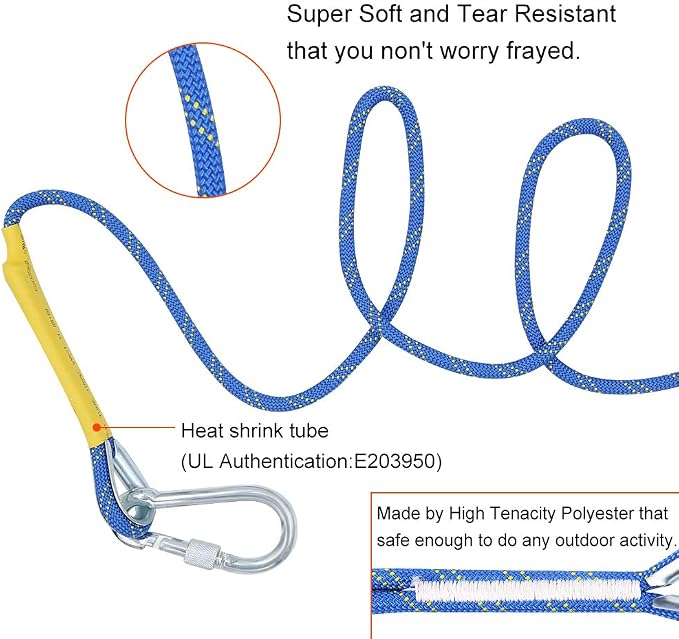 X XBEN Outdoor Climbing Rope 10M(32ft) 20M(64ft) 30M(96ft) 50M(160ft) 70M(230ft) 152M(500FT) 352M(1000FT) Static Rock Climbing Rope for Escape Rope Ice Climbing Equipment Fire Rescue Parachute