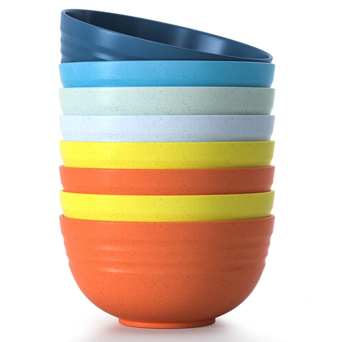 Homestockplus 24 OZ Wheat Straw Cereal Bowls Set of 8, Unbreakable & Reusable Bowls, BPA Free Eco Friendly, Microwave & Dishwasher Safe, Multi Color Bowls for Ramen, Soup, Salad