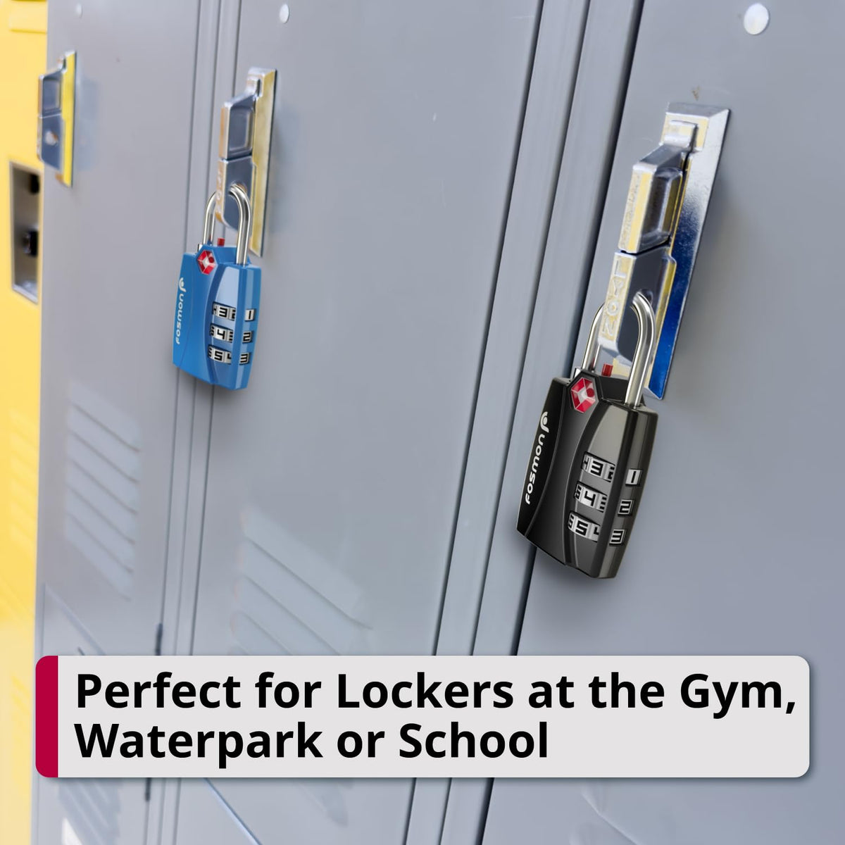 Fosmon TSA Approved Locks for Luggage. Suitcase Locks with Open Alert Indicator, 3 Digit Combination Padlock with Alloy Body for Travel, Backpack Zipper Anti Theft, Locker, Gym, Gun Case, Tent- 4 Pack