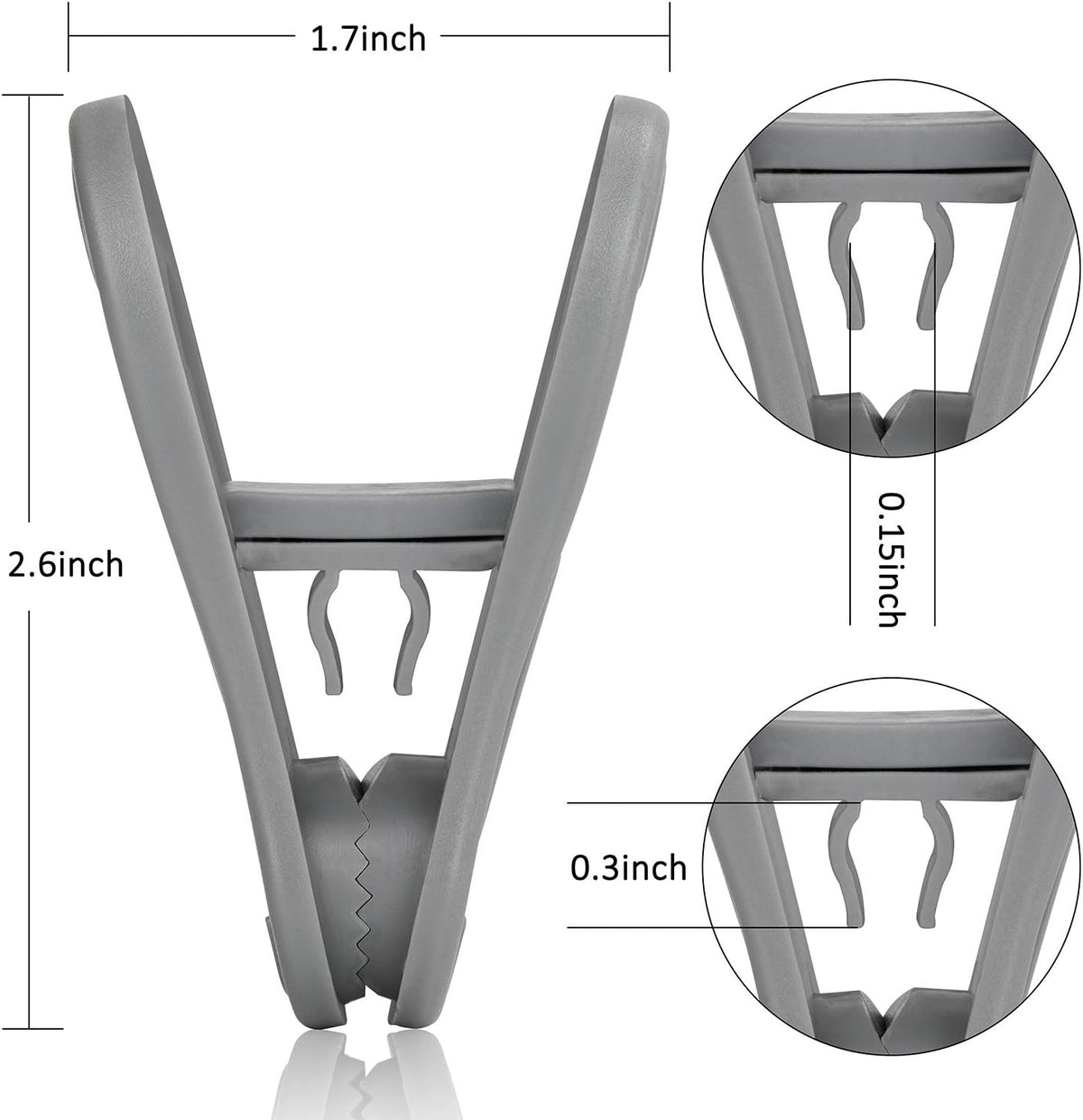 Tinfol 24pc Grey Plastic Hanger Clips, Strong Pinch Grip Finger Clips for Plastic Clothes Hangers, Multi-Purpose Kid Hanger Clip for Skirt Pant Hangers