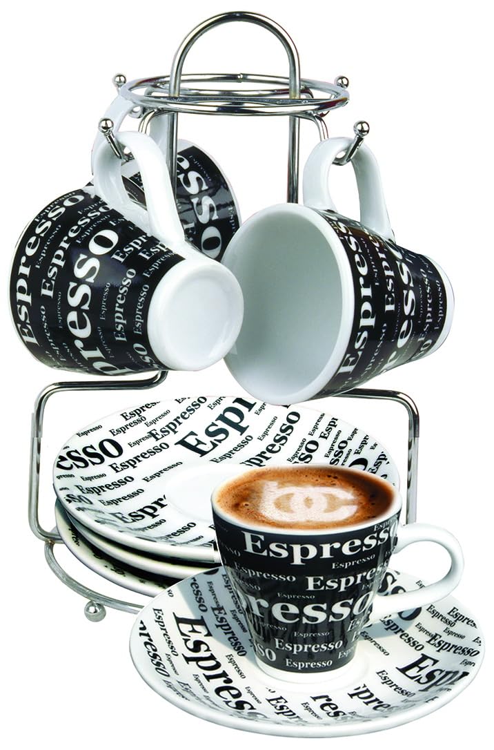 Bene Casa 43888 Espresso Set with Iron Stand, 9 Piece