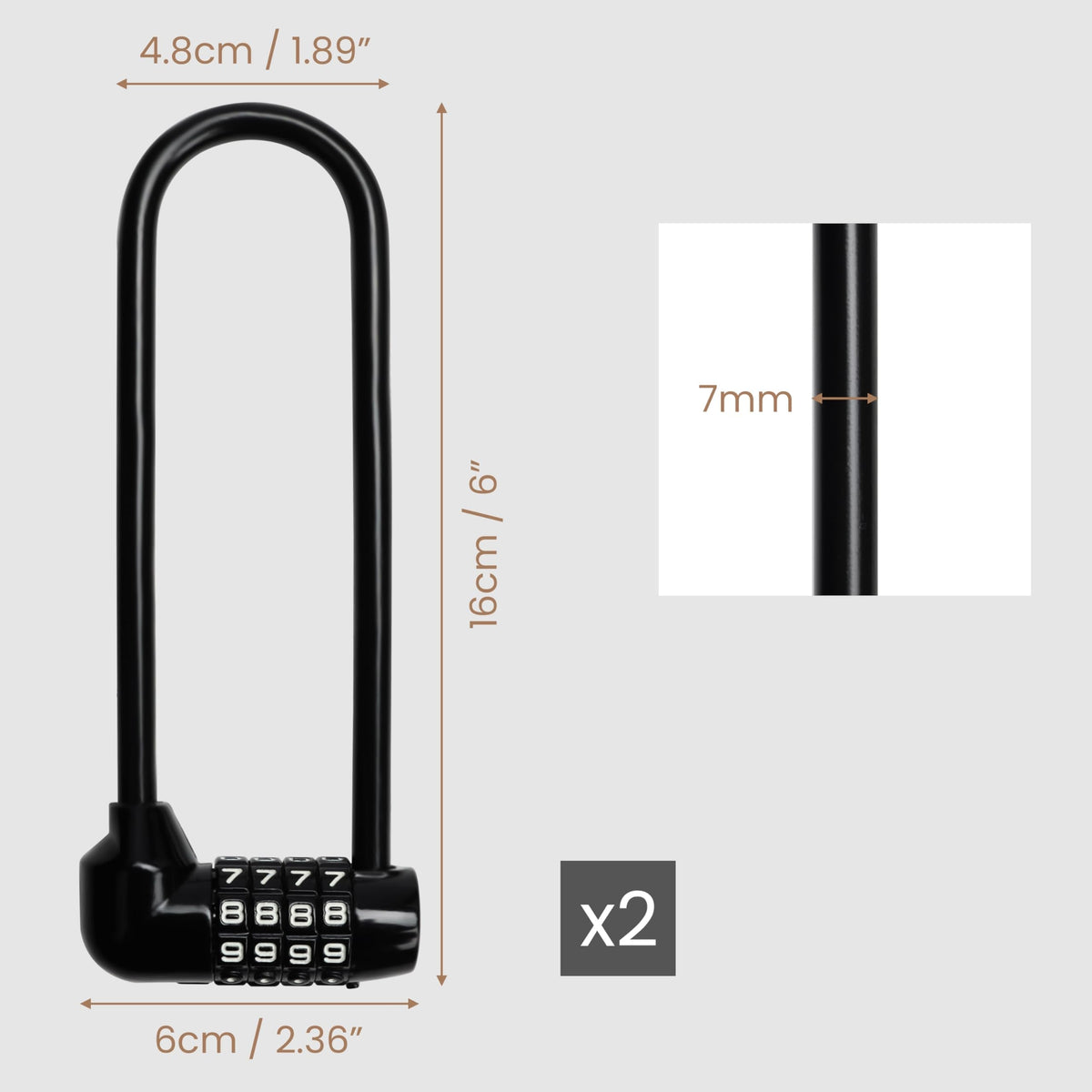 Kurtzy Combination Long Shackle Padlock - Long Gate Lock for Outdoor Fence/Gate with Resettable Code - Weatherproof Padlock for Door, Bicycles & Sheds
