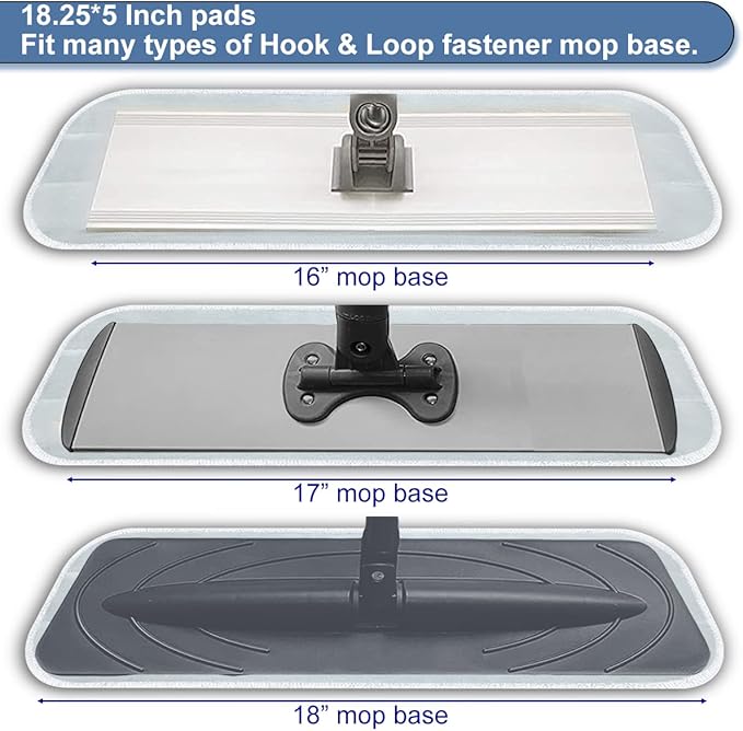 Microfiber Mop Replacement Pads 18 Inch Compatible with Bona Floor Care System, 5 Pack Reusable Wet Dry Floor Cleaning and Scurbbing Mop Refill Fits 16” to 18” Flat Reveal Mop Heads