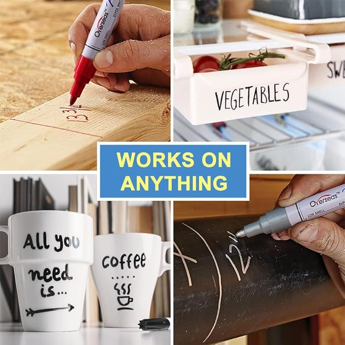 Overseas Permanent Paint Pens Orange Markers - 2 Pack Single color Oil Based Paint Markers, Medium Tip, Quick Drying and Waterproof Marker Pen for Metal, Rock Painting, Wood, Plastic, Canvas, Mugs