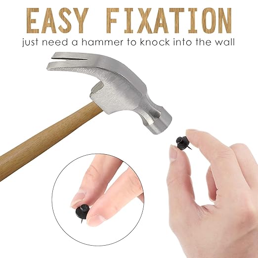 Push Pins Picture Hangers Double Headed Thumb Tacks Wall Hooks for Wall Hangings Picture Hangers Nails Small Photo Hanging Hook Pins for Home Office Photo Decor(Black,80 Pieces)