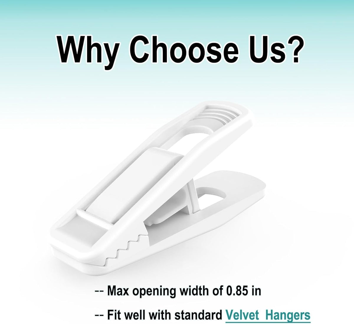 Hanger Clips for Velvet Hangers (White, 40 PCS), Non-Slip Plastic Clips Pant Skirt Hanger Clips for Flocking Hangers