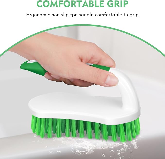 SetSail Scrub Brush, Heavy-Duty Scrub Brushes for Cleaning with Stiff Bristles Cleaning Brush for Shower, Bathroom, Carpet, Kitchen and Bathtub Scrubber - 2 Pack Green