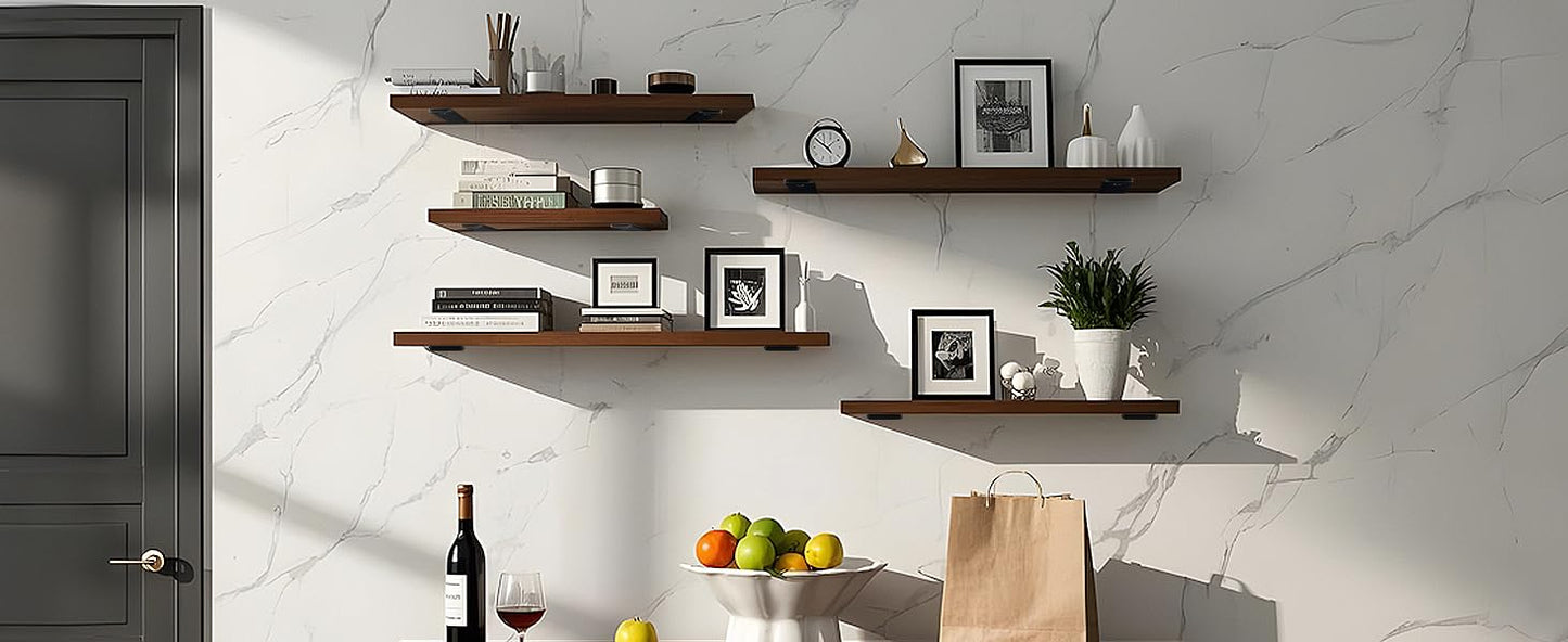 12 Pack - 12 inch Black Hidden L Shelf Bracket (1/5 Inch Thicked) Iron Floating Shelf Brackets Rustic Industrial Metal Brackets for Shelf Support