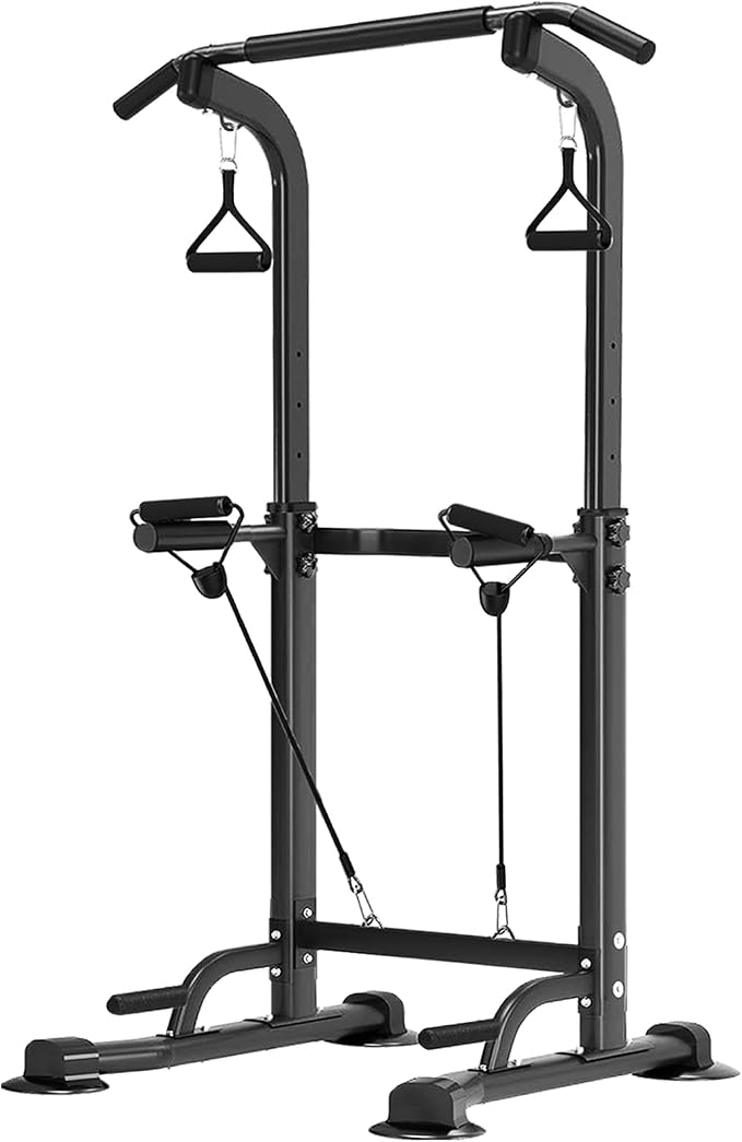 Power Tower Pull Up Bar,Pull-Up Rack Dip Station,Height Adjustable Multi-functional Home Strength Training Gym Equipment, Save Space,People Below 6 feet