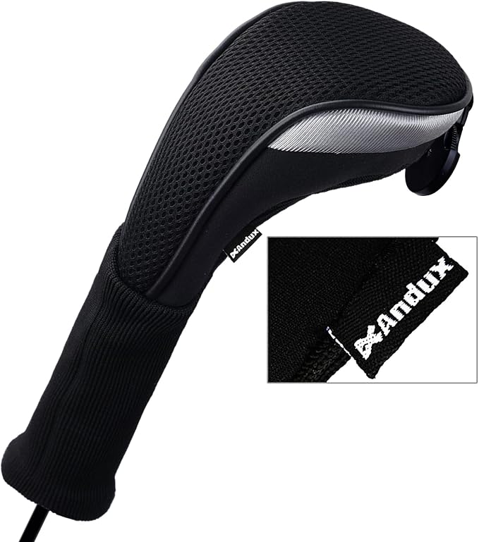 Andux 4pcs Long Neck Golf Hybrid Club Head Covers Dial No. Tag CTMT-02 | Mesh Breathable material | all the Same Size | Coloured Piping | Pull-On Closure