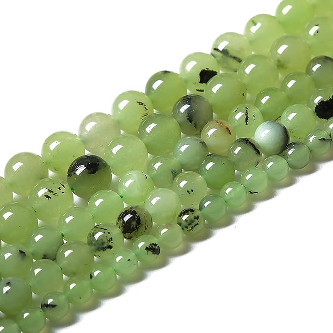 60pcs 6mm Natural Prehnite Jade Stone Round Loose Spacer Beads for DIY Jewelry Making Necklaces Bracelets Healing Energy Beads (6mm, Prehnite Jade)
