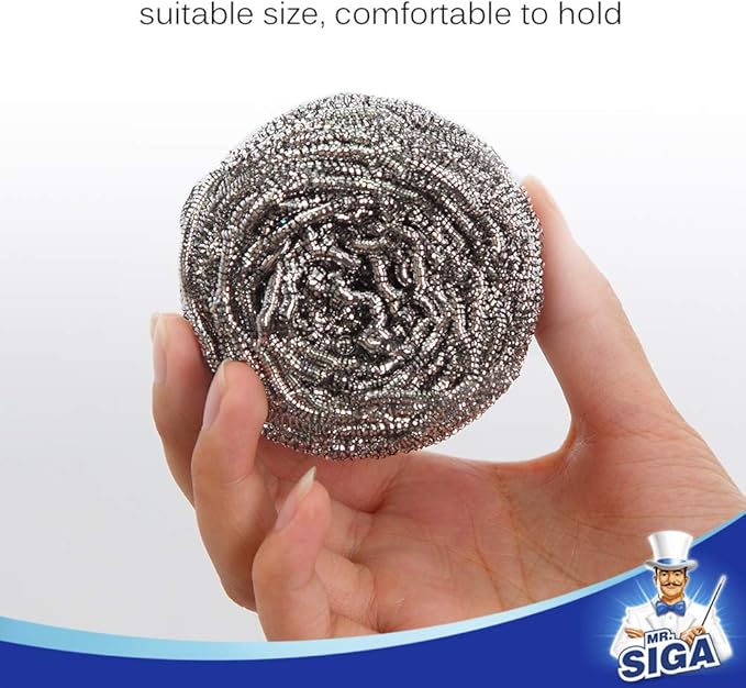 MR.SIGA Stainless Steel Scourer, Pack of 6, 30g
