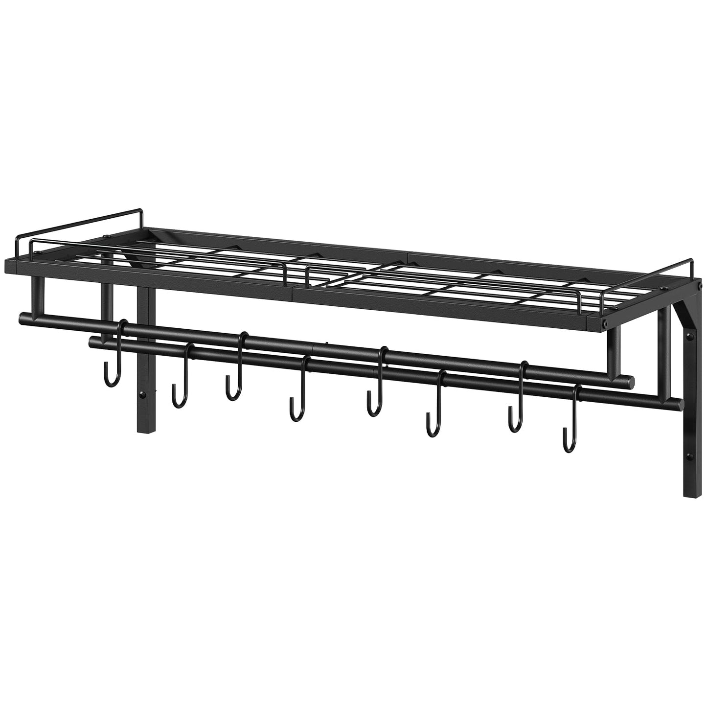 CHOEZON Hanging Pot Rack, Wall-Mounted Pot Rack, Kitchen Cookware Organizer, Metal Pot and pan Organizer Holder, for Cookware, Utensils Organization, Black TPR38BB