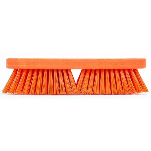 SPARTA Plastic Floor Scrub Brush, Brush Head Only, Deck Brush with ACME Standard Thread Fitting for Deck, Industrial Kitchens, and Hospitals, 10 Inches, Orange, (Pack of 6)