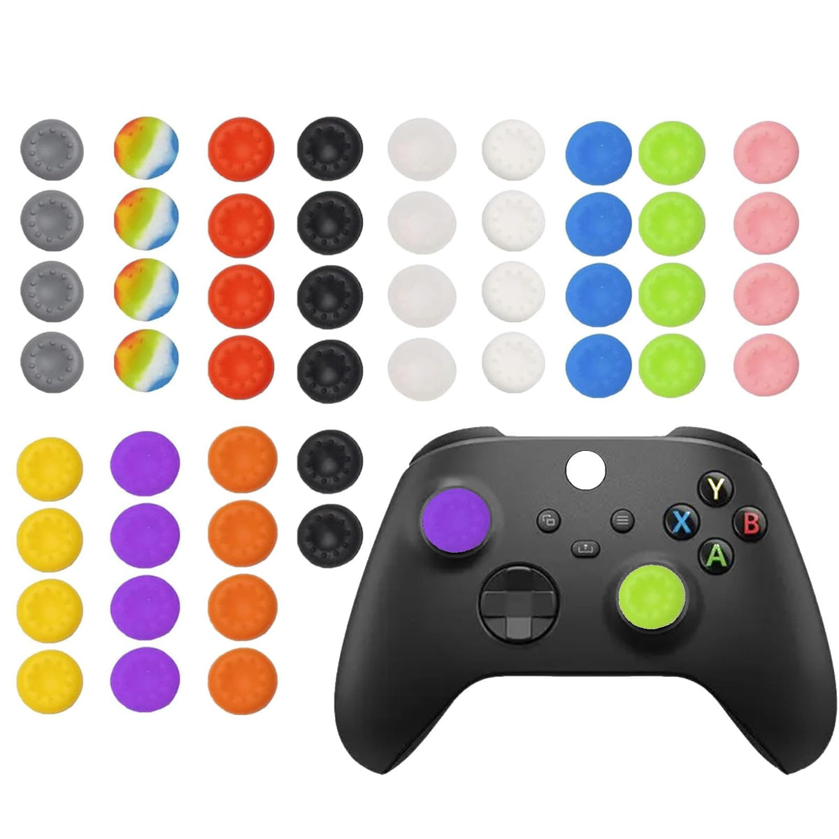 CTHTBZ 50PCS Silicone Thumb Grips for PS5 PS4, Joystick Caps Cover Analog Stick for Xbox 360, Xbox One, Xbox Series X/S,for Switch Pro Controller