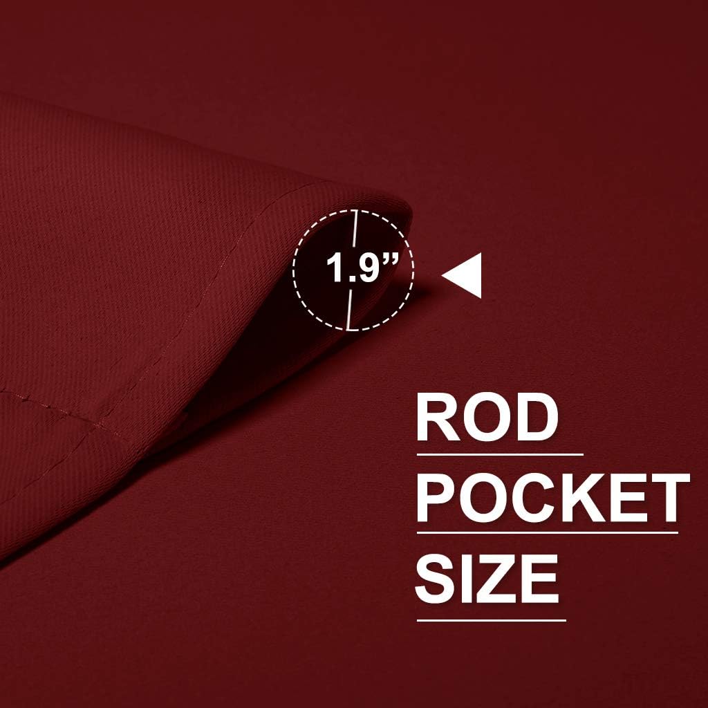 RYB HOME Curtains for Bedroom 63 inches Long, Blackout Thermal Insulating Window Treatment Drapes for Living Room Bathroom Basement Laundry Classroom, W 34 x L 63, Burgundy Red, 2 Panels