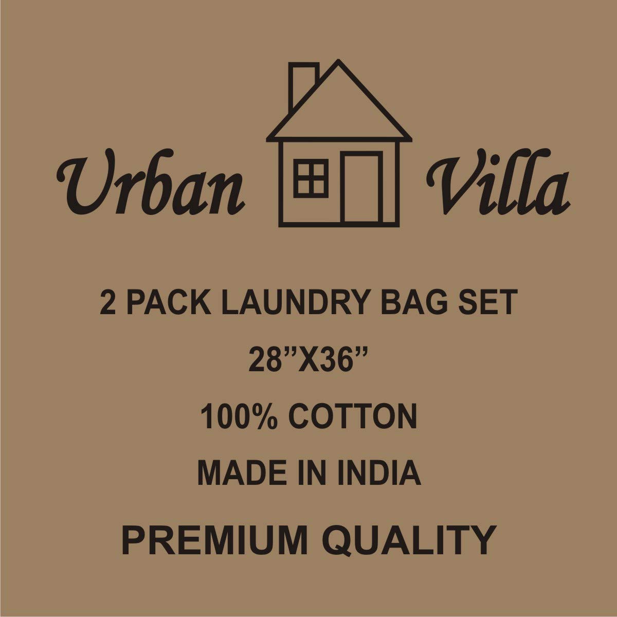 Urban Villa Laundry Bags 2 Pack Canvas Dirty Clothes Travel Laundry Bag|Machine Washable|Reusable College Hostel Liner Bag for Garments with Drawstring Closure - Size 28 x 36 Inches