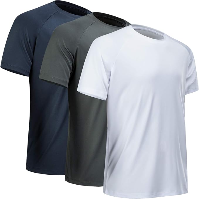Workout Shirts for Men Short Sleeve Quick Dry Athletic Gym Active T Shirt Moisture Wicking