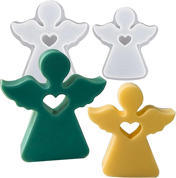 2PCS Heart Angle Silicone Molds, Cute Angle Shape Molds for Resin Candle Concrete, Creative Love Epoxy Resin Casting Clay Plaster Art Craft Gift Making Mold Wall Hanging Valentines Home Decor