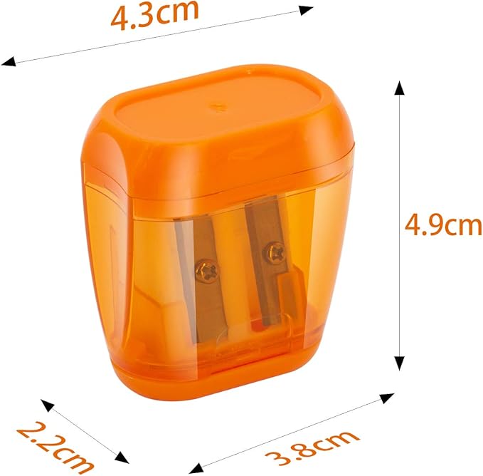 KIDMEN Manual Pencil Sharpeners,2 Holes Compact Sharpener with Lid for Kids, School and Office-12 Pack