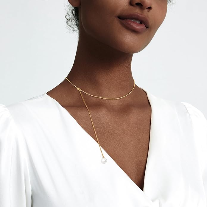 Zeffy Gold Pearl Necklace for Women, Dainty 14K Gold/Silve Plated Layered Pearl Choker Pearl Earrings Pearl Bracelets Wedding Trendy Gold Jewelry Set for Women Gifts