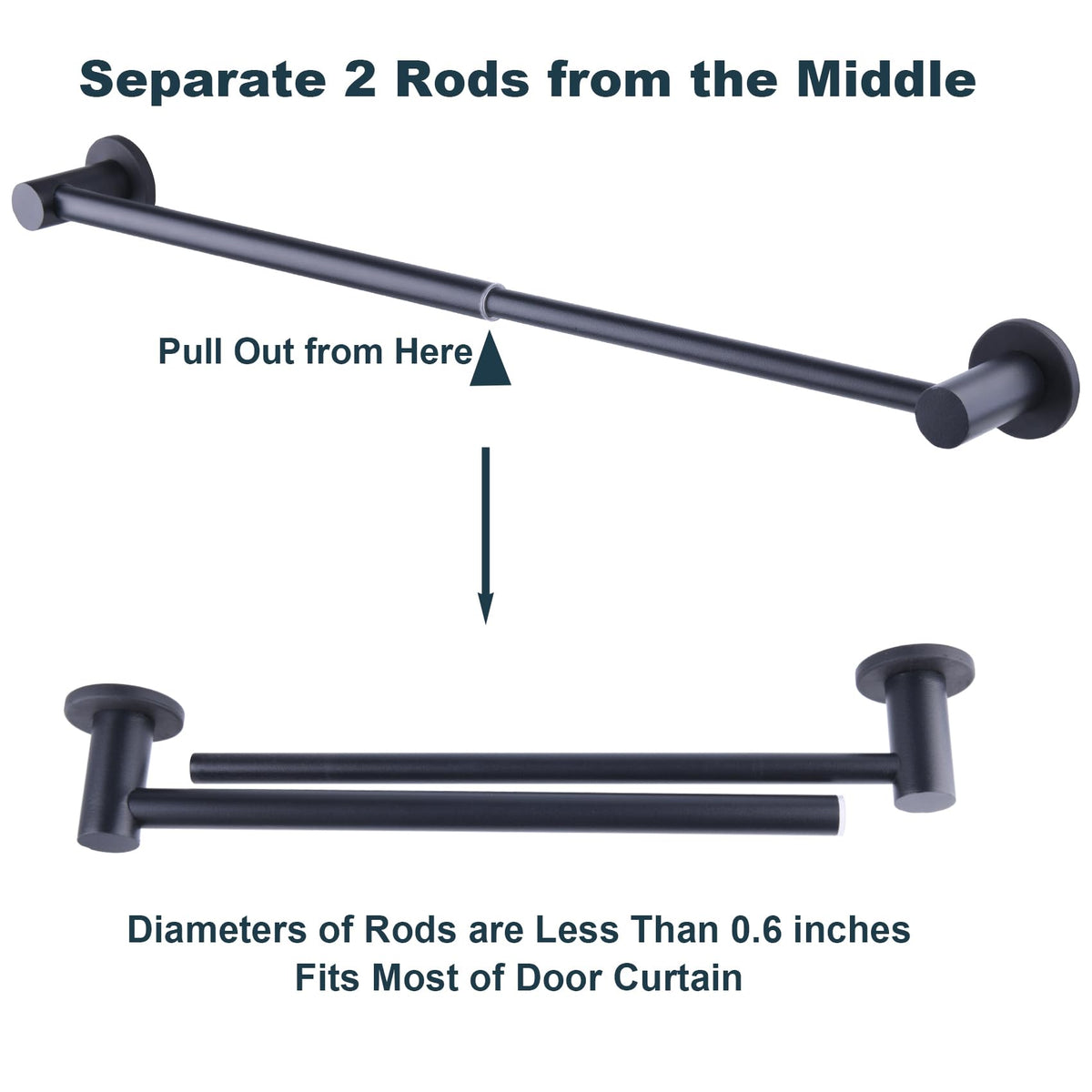 10-18 inches Adjustable Magnetic Towel Bar for Refrigerator, Magnetic Rod for Chart Whiteboard, Magnet Towel Holder Towel Hook Hanger for Kitchen Dishwasher, Laundry Washer, Black, Pack of 1