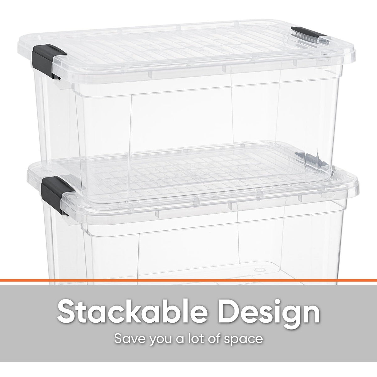 Superio Clear Plastic Storage Bin with Lid, 1.75 Qt, Non-Toxic, BPA Free, Odor Free, Organizer Storage Box, Stackable Plastic Tote for Home, Garage, School, and Office, X-Small